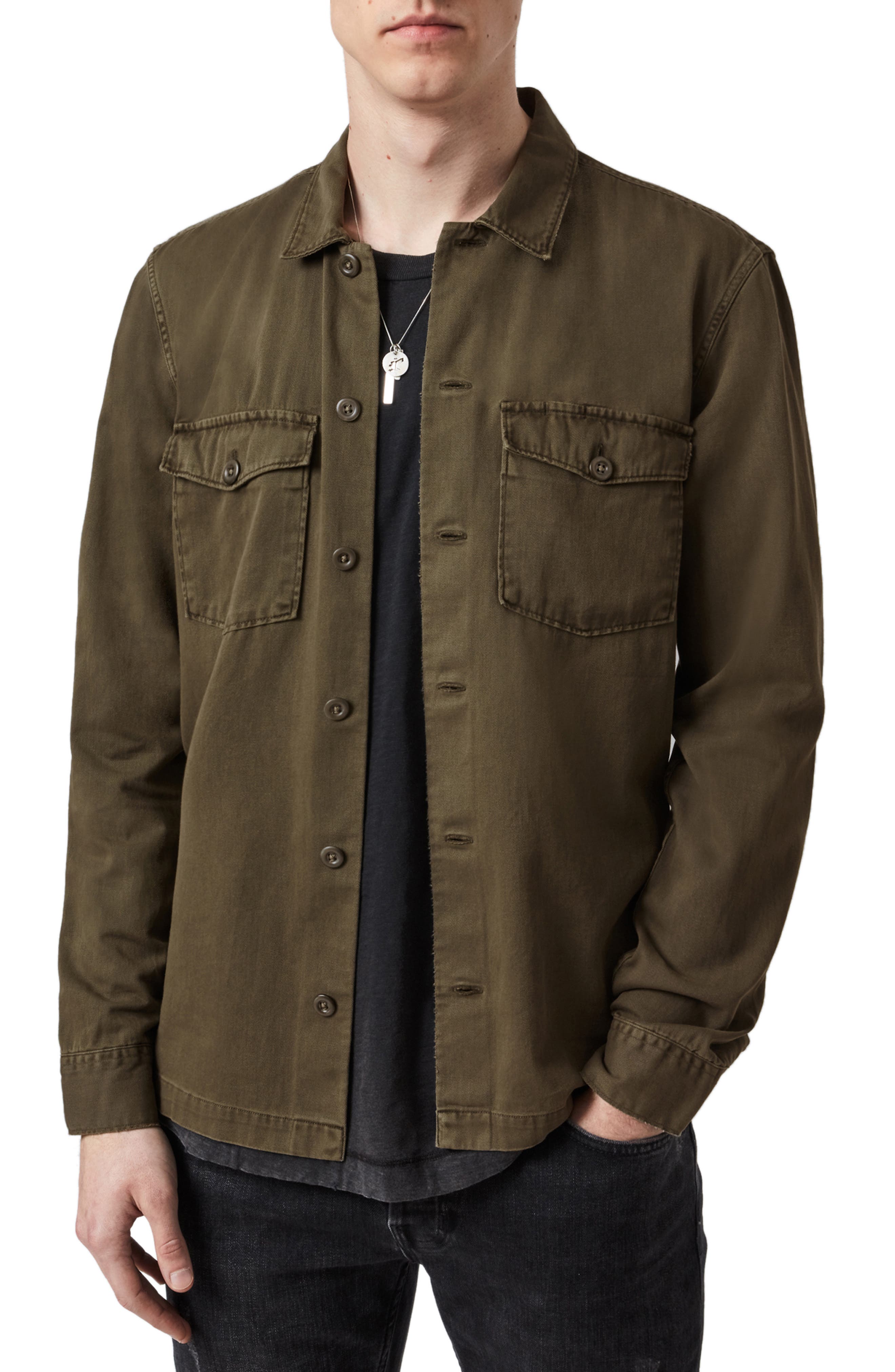 dark green shirt jacket