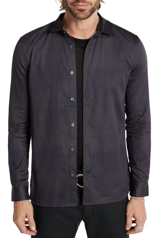 John Varvatos Ross Slim Fit Geo Print Cotton Button-Up Shirt Nightshade at Nordstrom,