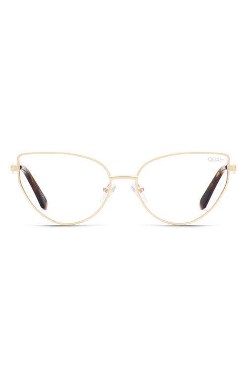 Shop Quay Australia Checkmate 44mm Cat Eye Blue Light Filtering Glasses In Gold/clear Blue Light