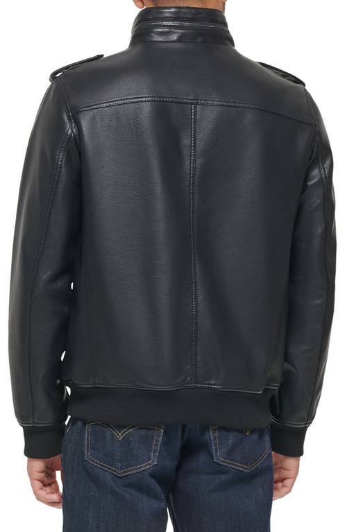 Shop Levi's Water Resistant Faux Leather Aviator Bomber Jacket In Black