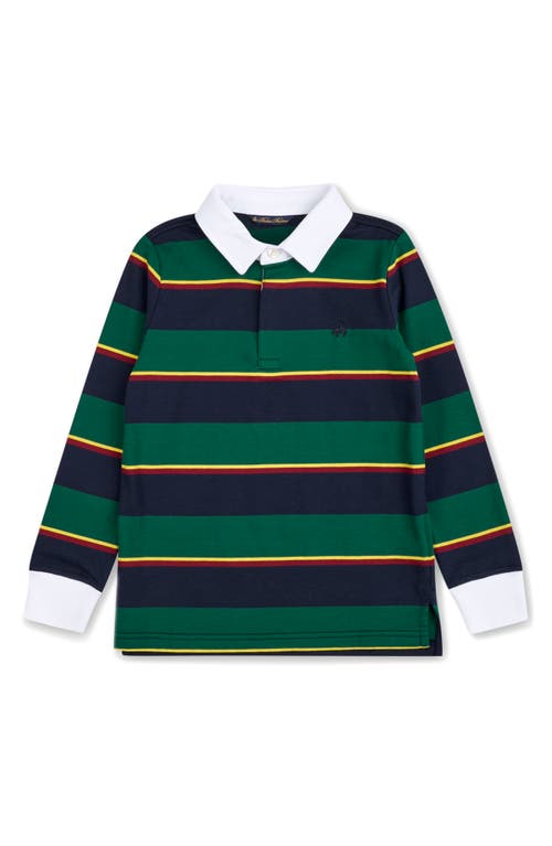 Shop Brooks Brothers Kids' Cotton Rugby Polo In Green Dark