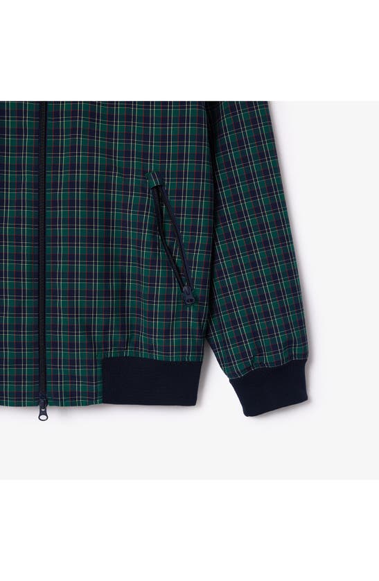 Shop Lacoste Plaid Water Repellent Bomber Jacket In Marine/ Multico