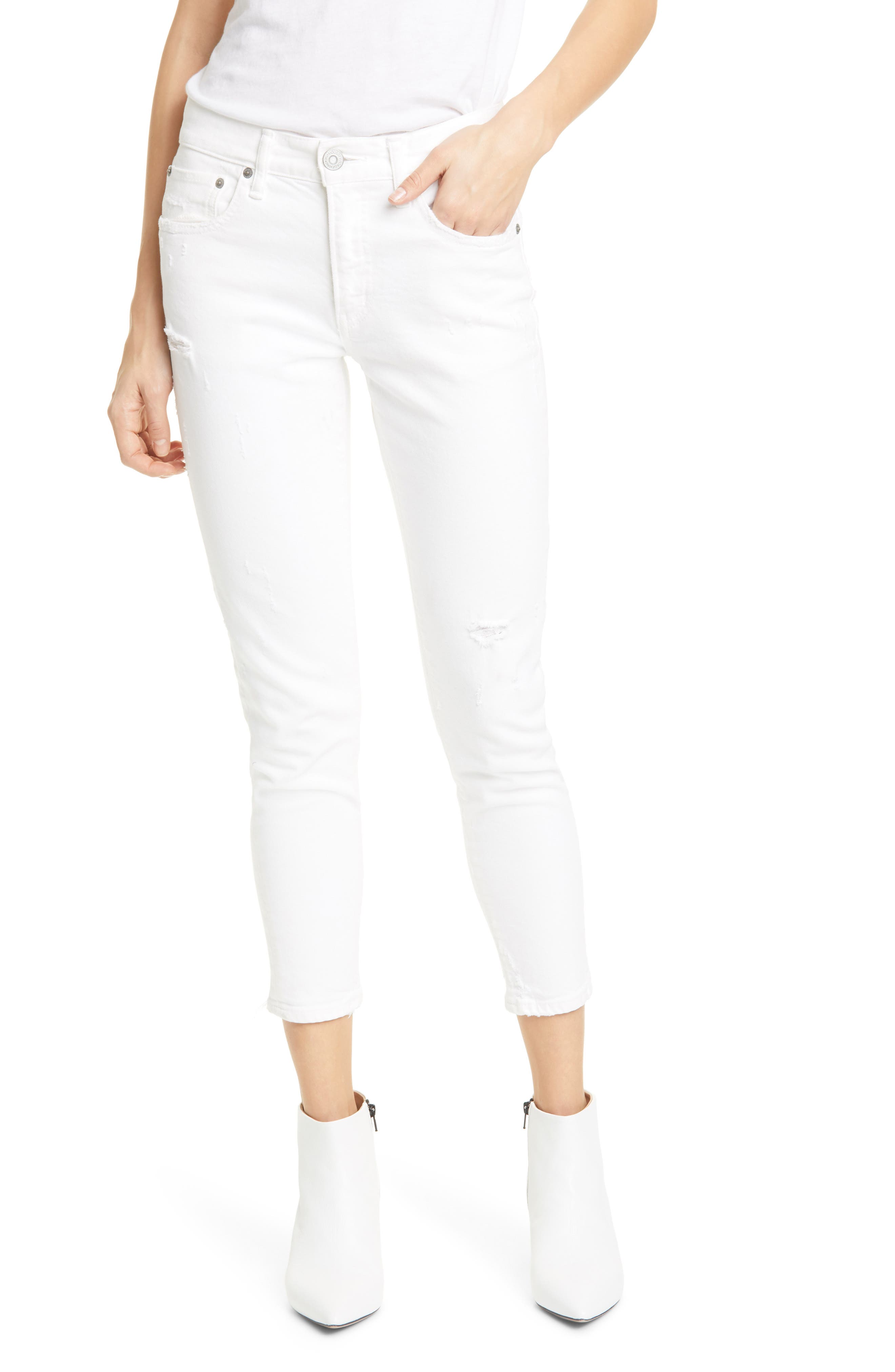 white cropped skinny jeans