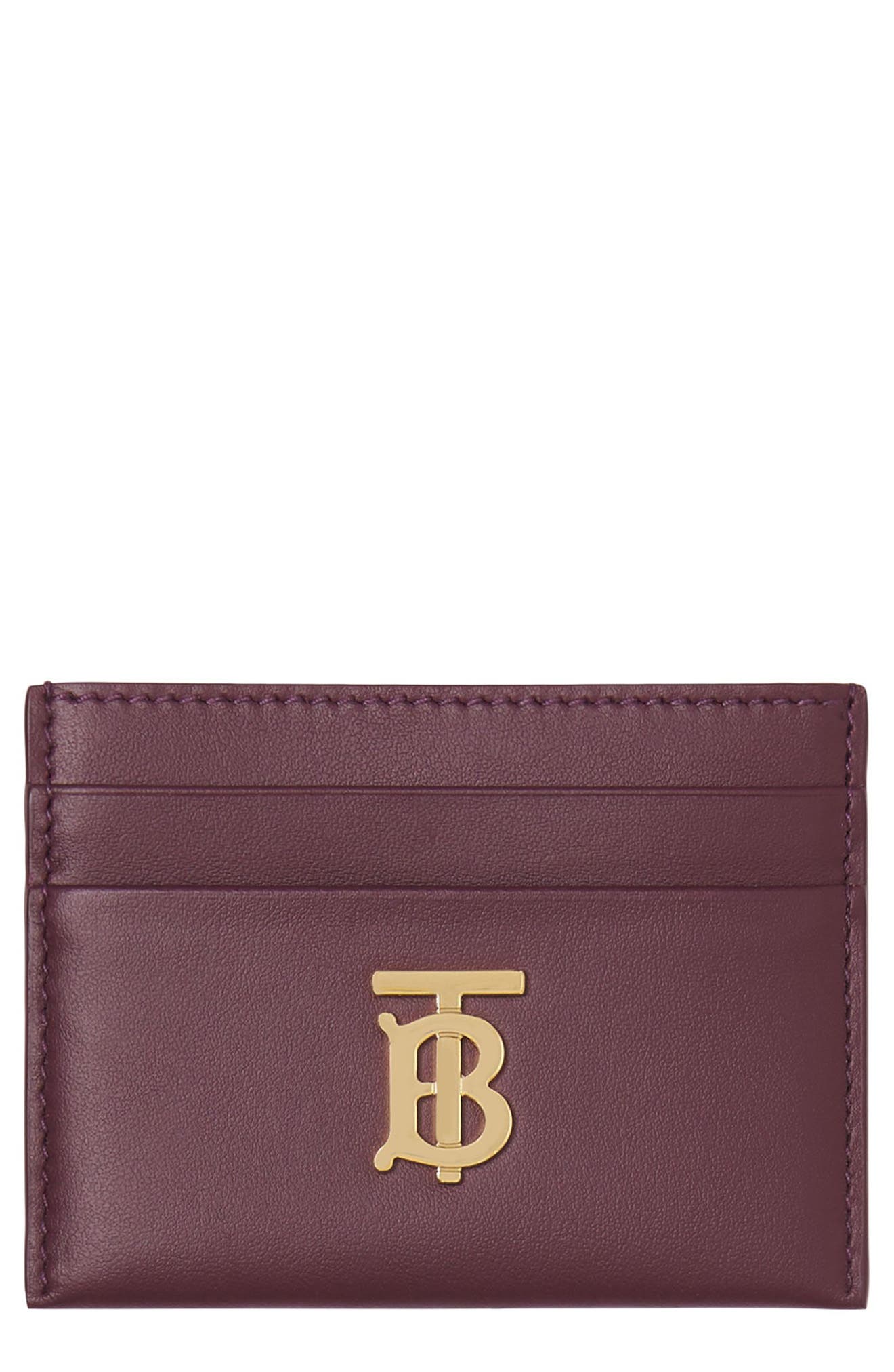 Burberry Sandon TB Monogram Leather Card Case in Deep Maroon at Nordstrom