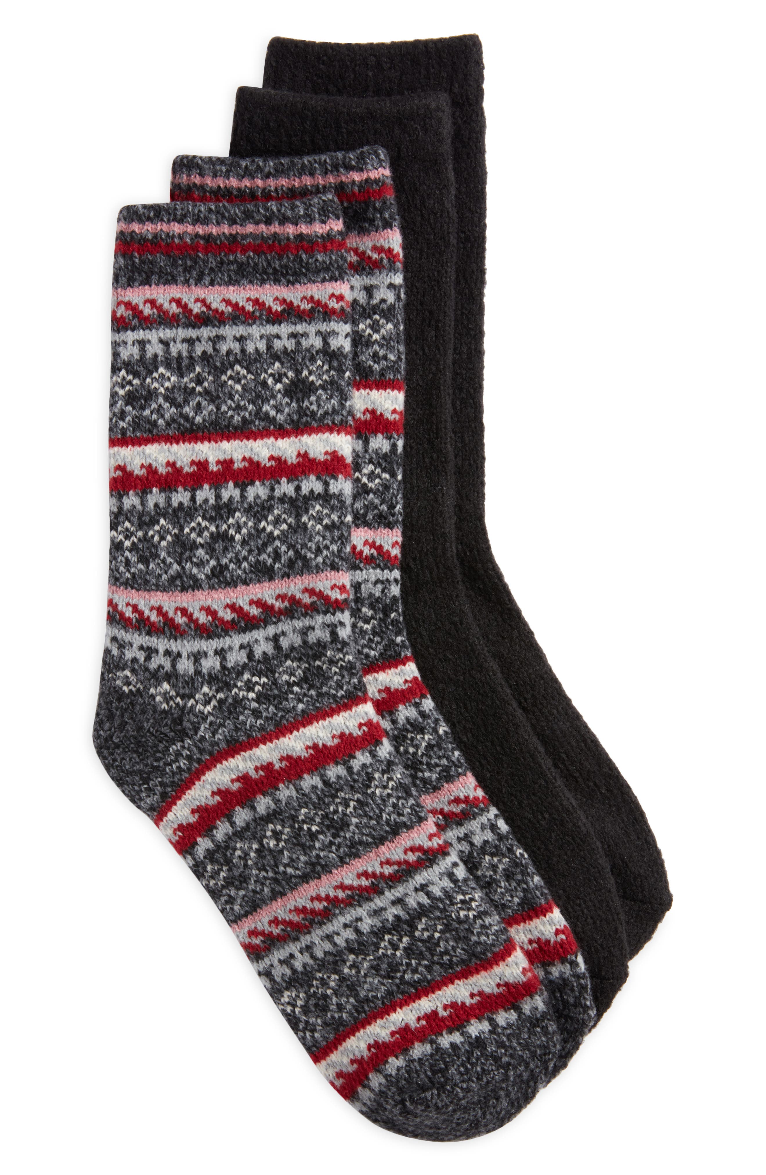 Hue Geo Fair Isle Assorted 2-Pack Crew Socks in Charcoal Pack 