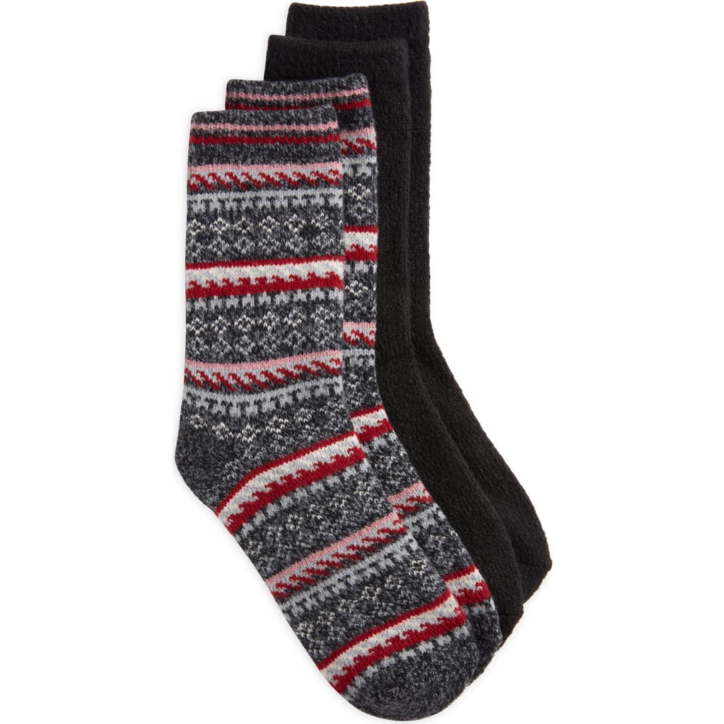 Hue Geo Fair Isle Assorted 2-Pack Crew Socks in Charcoal Pack