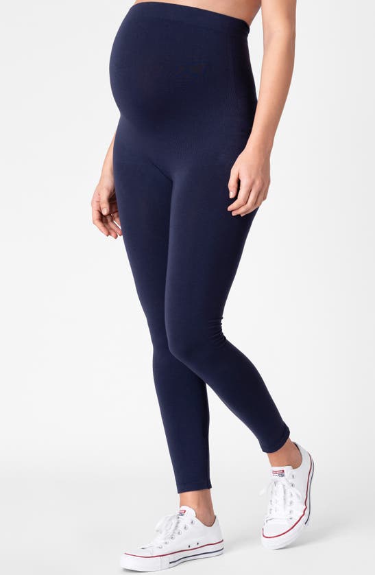 Shop Seraphine Over The Bump Maternity Leggings In Navy