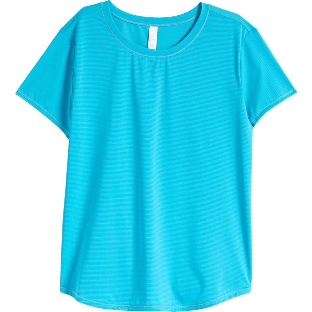 Zella Girl Kids' Never Give Up T-shirt In Teal Scuba