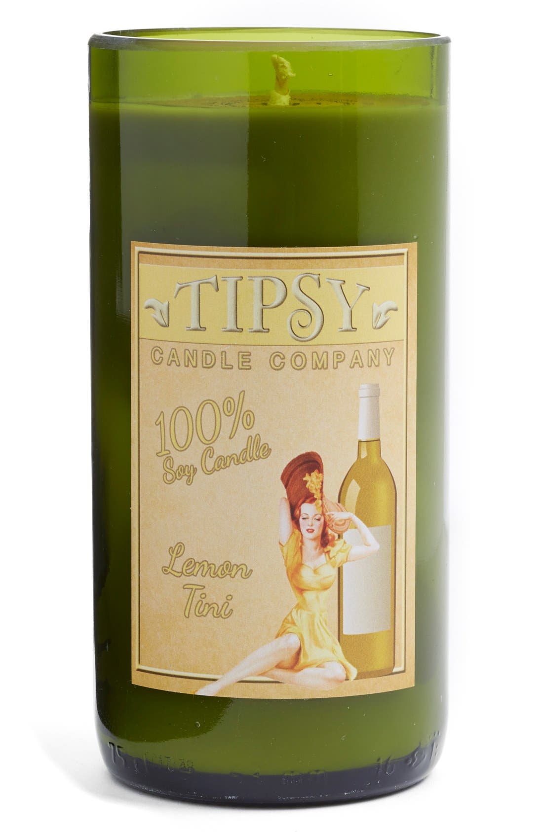 Tipsy Candle Company 'Lemon Tini' Recycled Wine Bottle Scented Candle