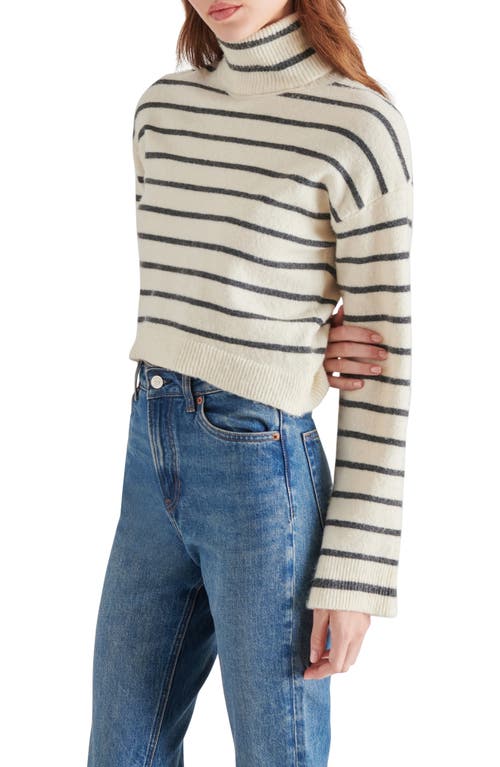 Shop Steve Madden Narsha Stripe Turtleneck Sweater In Ivory Stripe