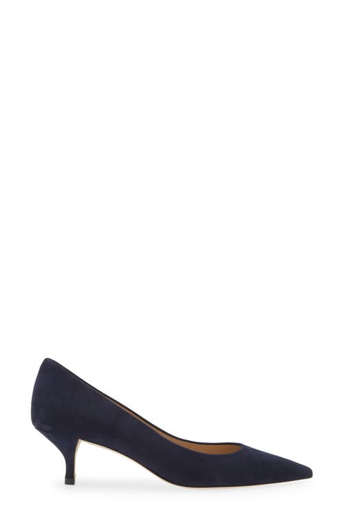 Stuart Weitzman Power Pointed Toe Kitten Heel Pump In Nice Blue