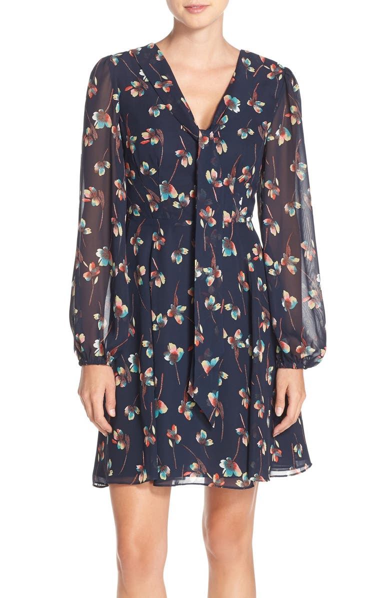 Betsey Johnson Floral Fit & Flare Chiffon Dress | Nordstrom