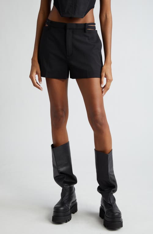 Gender Inclusive Lingerie Cutout Stretch Wool Shorts in Black
