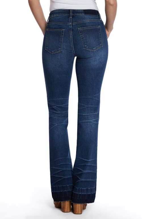 Hint Of Blu Release Hem Flare Jeans In Cool Blue