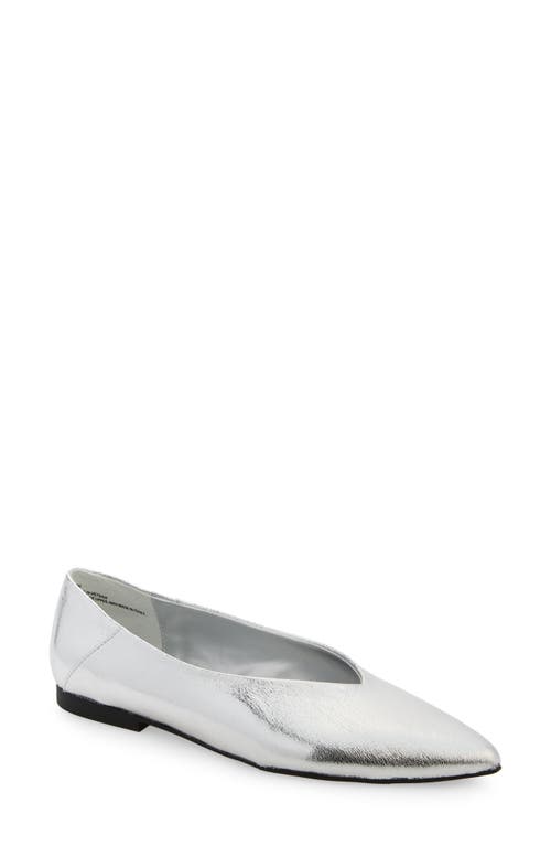 Shop Open Edit Kyler Pointed Toe Flat In Silver Metallic