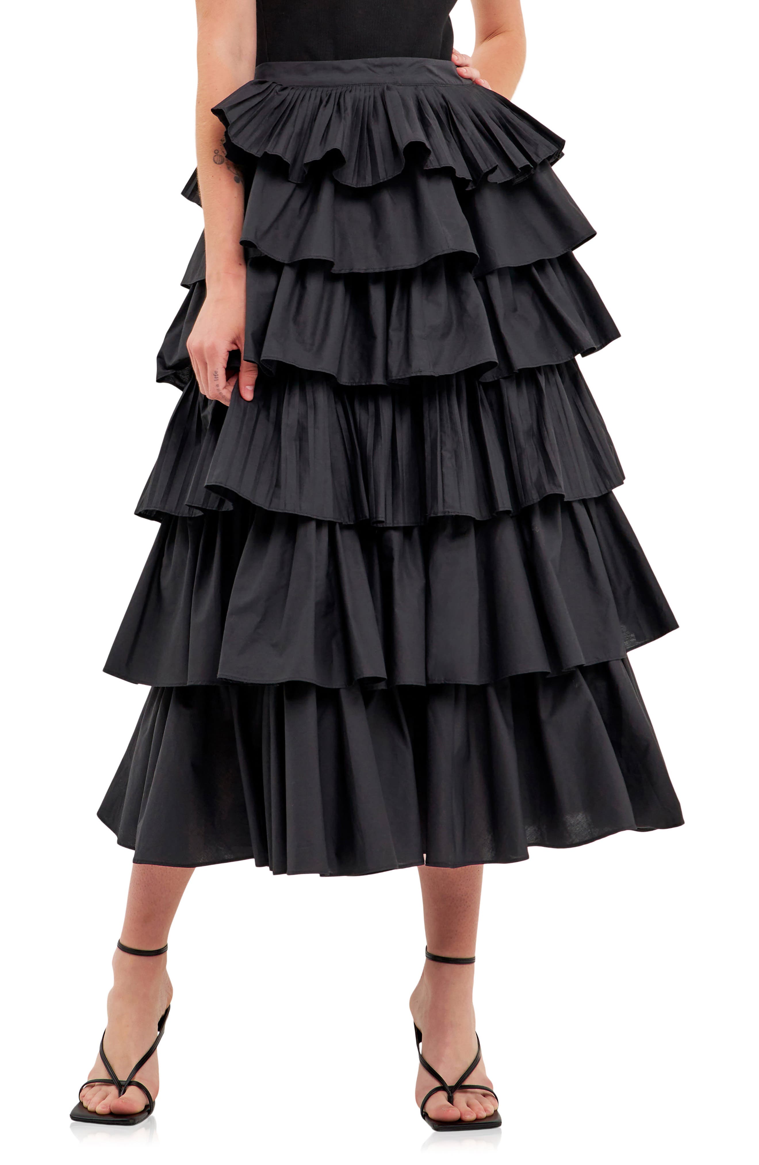 Black Lace Midi Skirt 8 10 12 14 16 18 Lined Elasticated Waistband 30" Length 