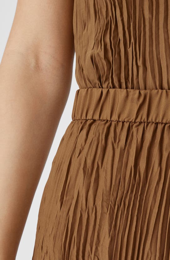 Shop Eileen Fisher Pleated Silk Midi Skirt In Bronze