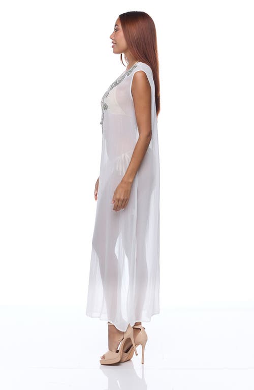 Ranee's Ranees Embellished Sheer Cover-up Dress In White