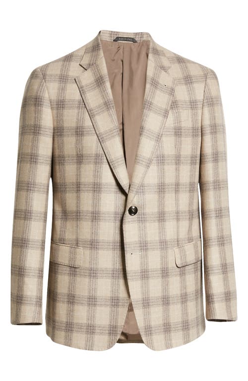 Giorgio Armani Check Wool & Cashmere Sport Coat in Tan