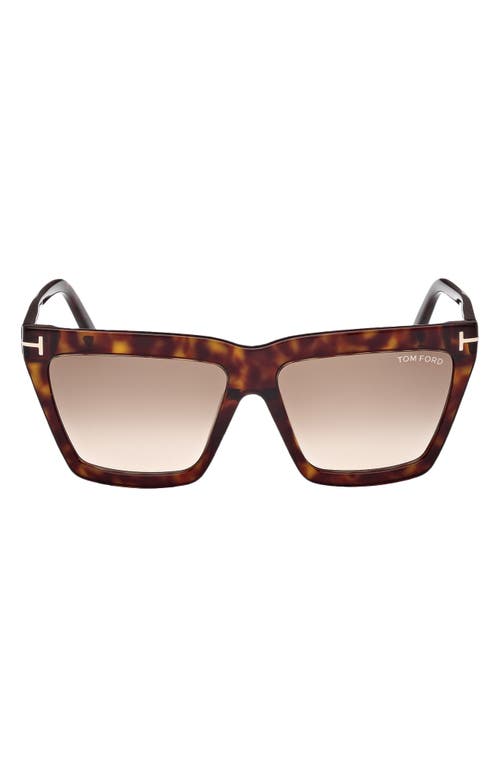 Shop Tom Ford Eden 56mm Gradient Geometric Sunglasses In Dark Havana/brown Orange