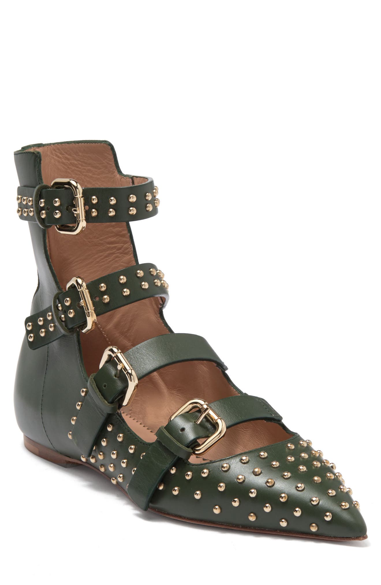 Red Valentino Studded Ghilli Boot In Army Green