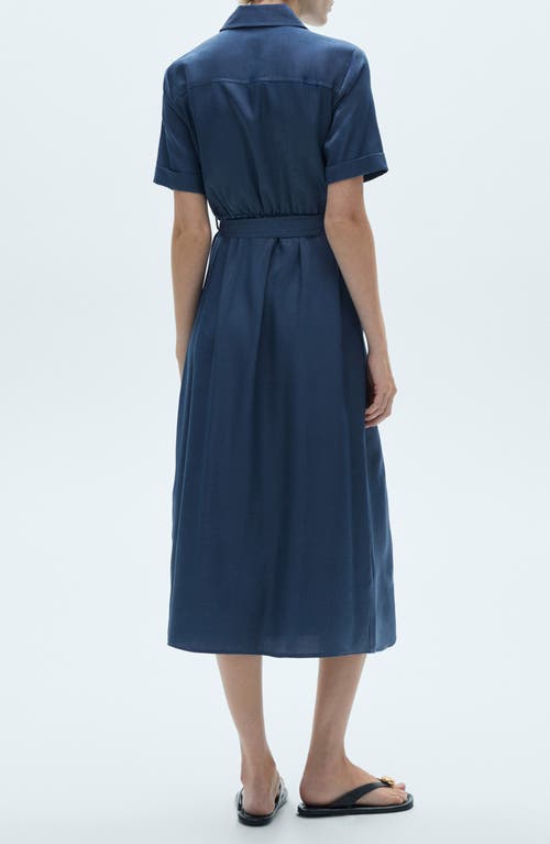 Mango Satin Shirt Dress Blue In Blue