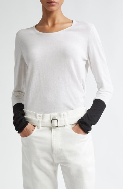 Proenza Schouler Lewis Colorblock Organic Cotton & Mulberry Silk Sweater White Multi at Nordstrom,