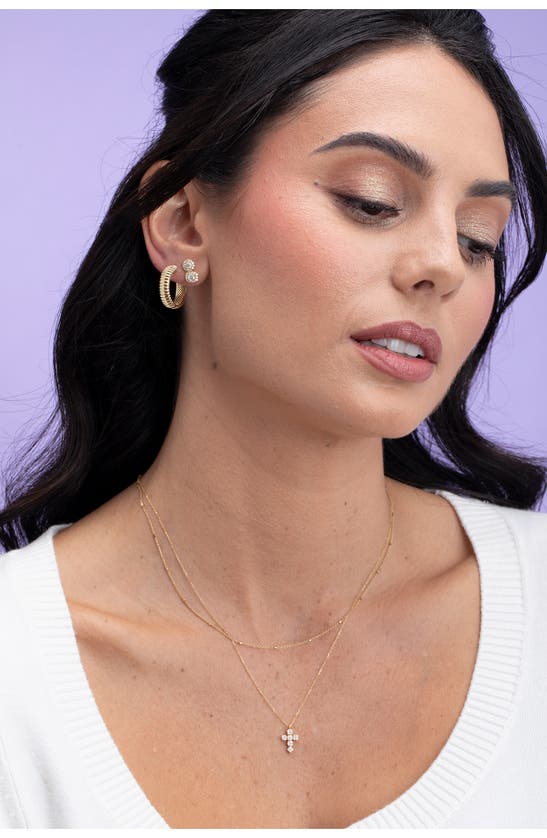 Bony Levy Maya Diamond Double Stud Earrings In 18k Yellow Gold