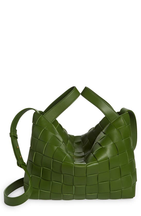 Bottega Veneta Cassette Bowling Intrecciato Leather Bag In 3141 Avocado-gold