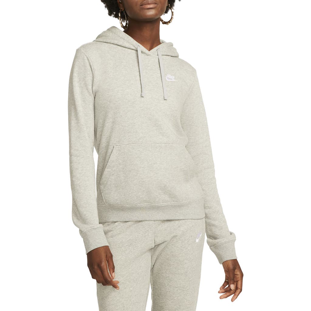 Nike Women's Sportswear Club Fleece Pullover Hoodie In Dark Grey Heather/white