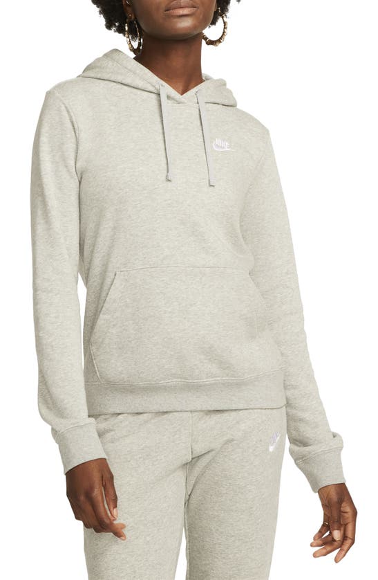 Shop Nike Sportswear Club Fleece Hoodie In Dark Grey Heather/ White