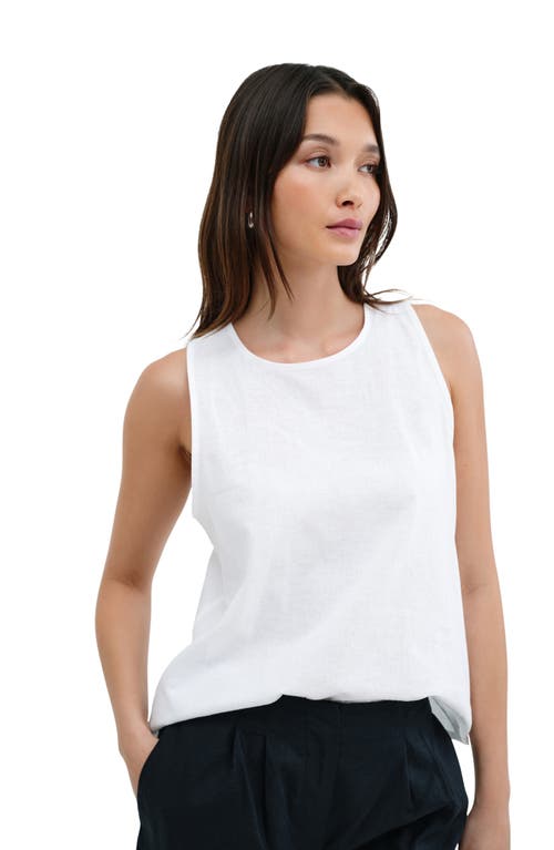 Shop Marcella Mckinley Sleeveless Linen & Cotton Top In White