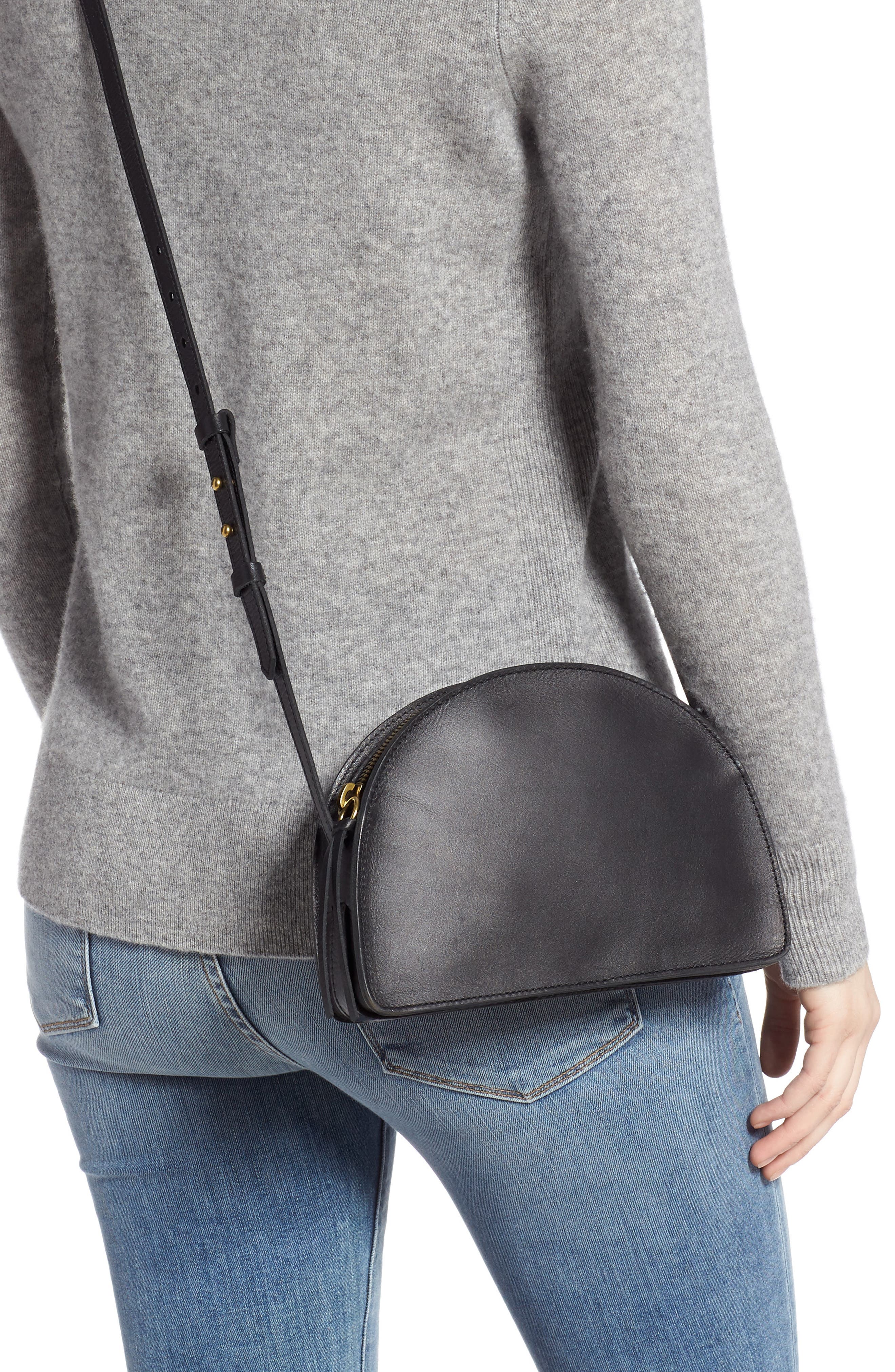 MADEWELL,
                            The Simple Half Moon Crossbody Bag,
                            Alternate thumbnail 2, color,
                            001