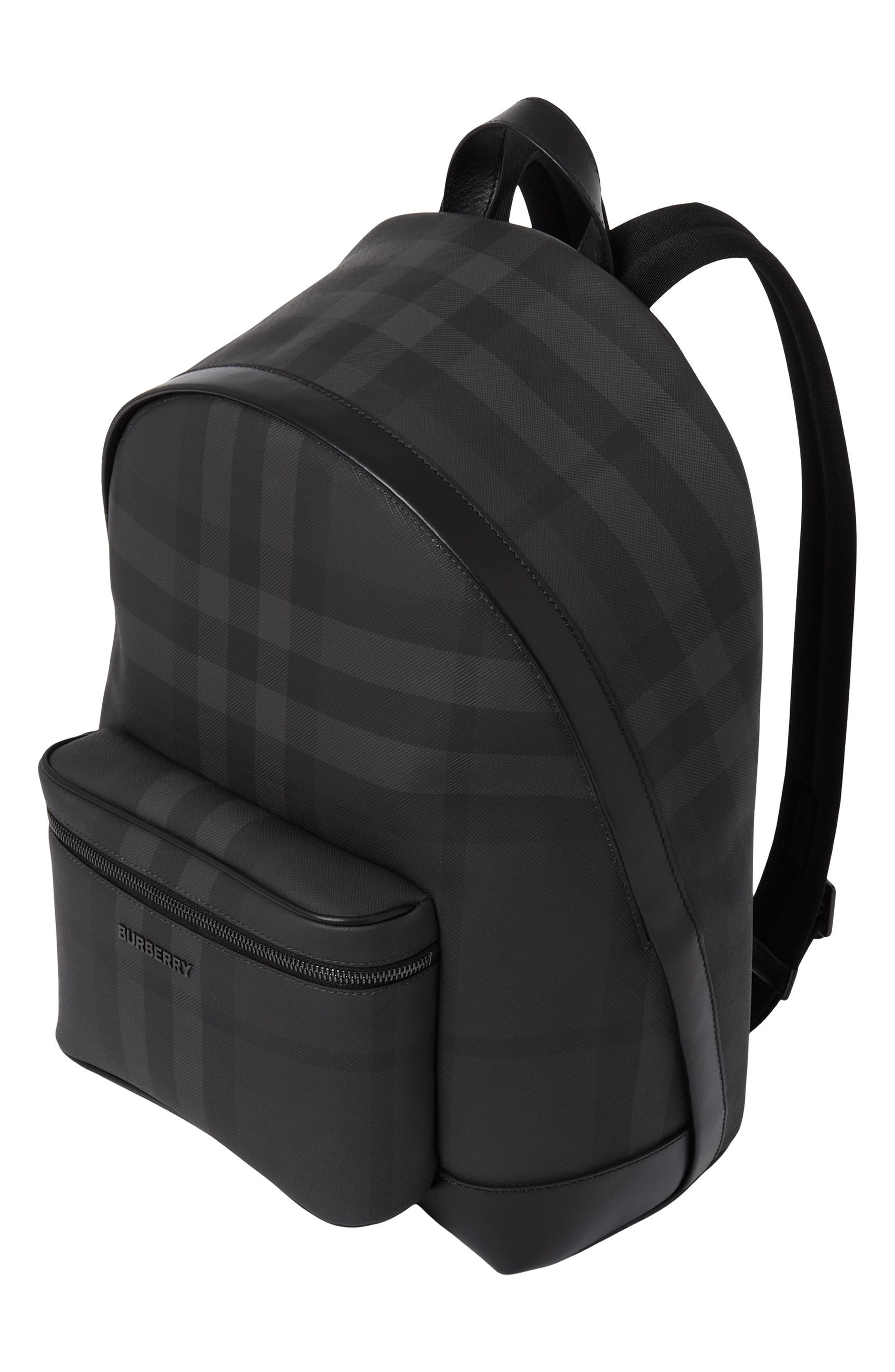 burberry Jett Check Canvas Backpack in Charcoal | Smart Closet display picture 2