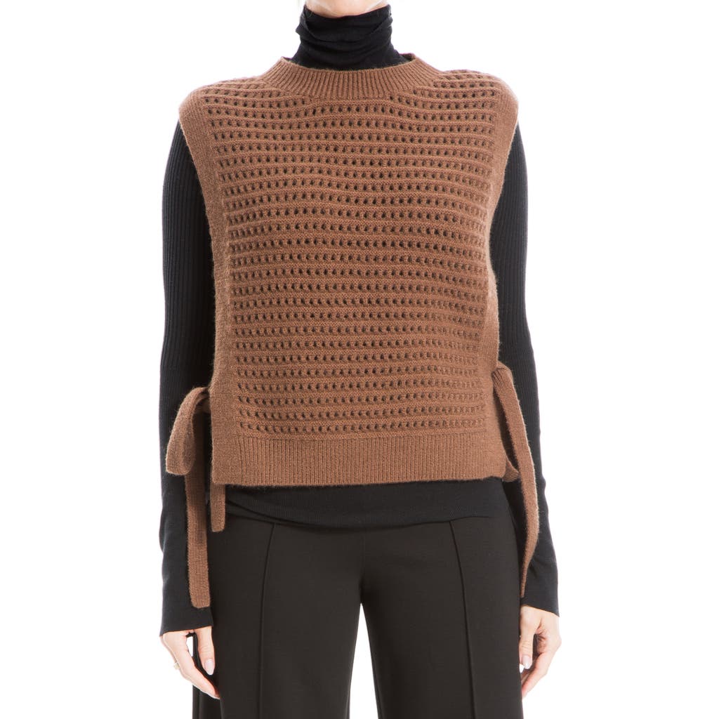 Max Studio Mock Neck Sweater Vest In Brown As Is