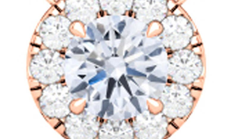 Hautecarat Round Brilliant Halo Lab-created Diamond Pendant Necklace In 18k Rose Gold