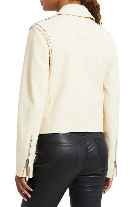 Shop Theory Point Casual Leather Moto Jacket In Parchment