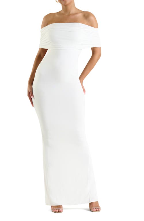 Shop Naked Wardrobe Smooth Off The Shoulder Dress In White