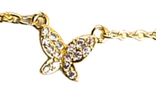 Shop Panacea Crystal Butterfly Station Necklace In Gold