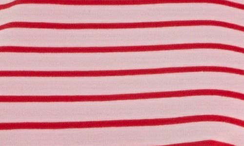 English Factory Stripe Extended Shoulder T-shirt In Pink/red