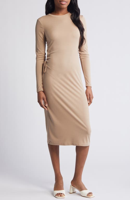 Phine Long Sleeve Rib Jersey Dress in Silver Mink