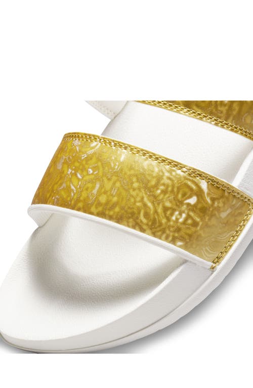 Shop Nike Offcourt Duo Strap Slide Sandal In Metallic Gold/phantom