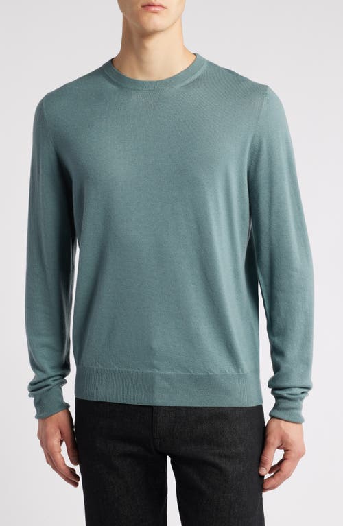 Canali 90th Anniversary Wool Crewneck Sweater in Light Green 