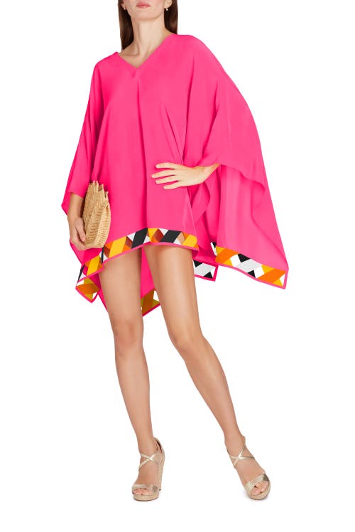 Valimare Bandage Hem Chiffon Cover-up Poncho In Fuscia