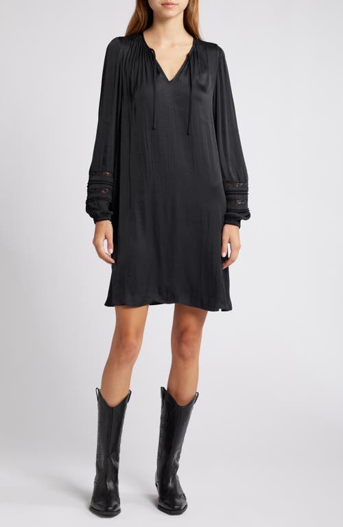 TREASURE & BOND TREASURE & BOND BOHO LONG SLEEVE HAMMERED SATIN TUNIC DRESS 