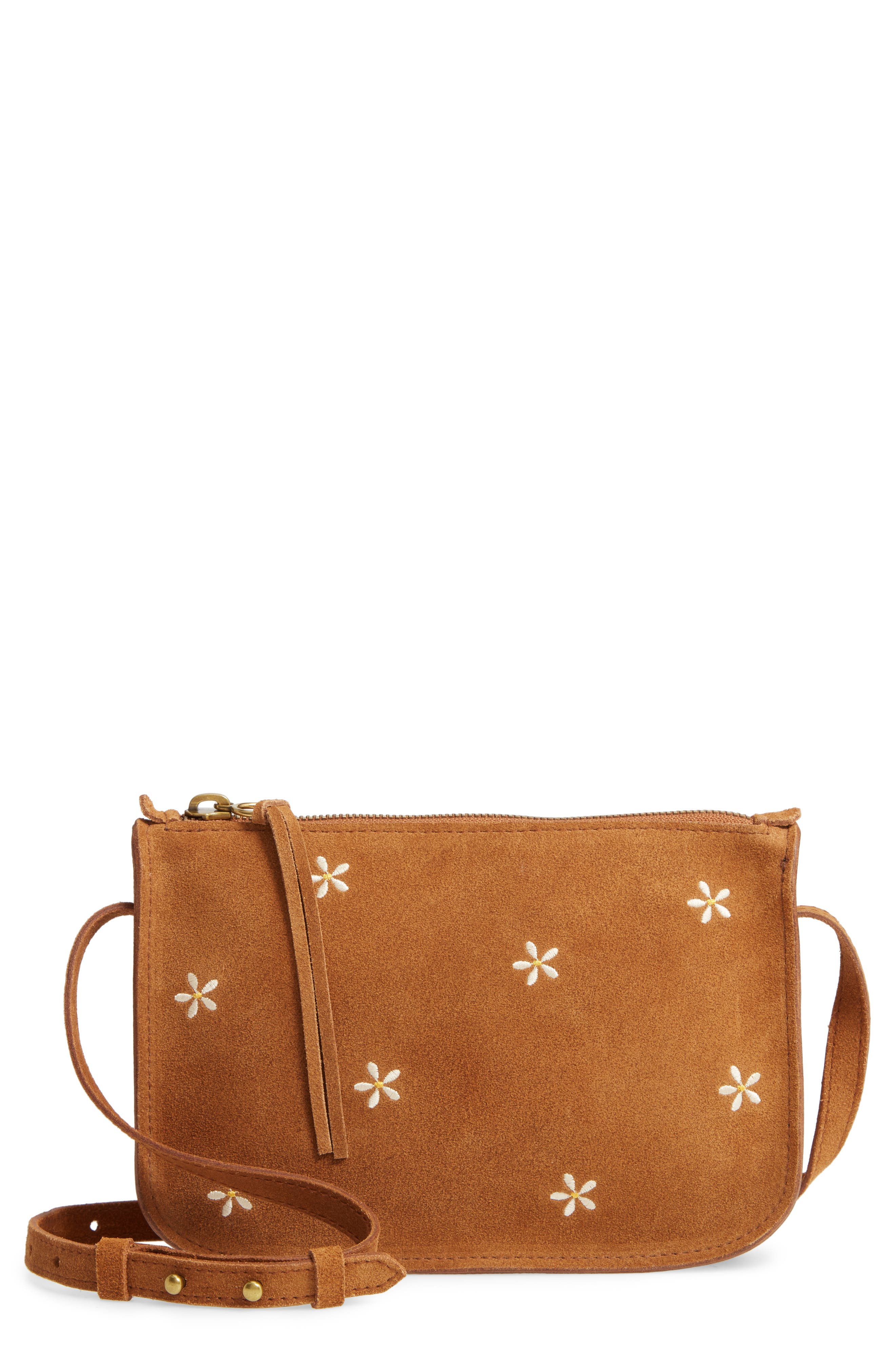 Madewell The Simple Daisy Embroidered Suede Crossbody Bag Nordstrom