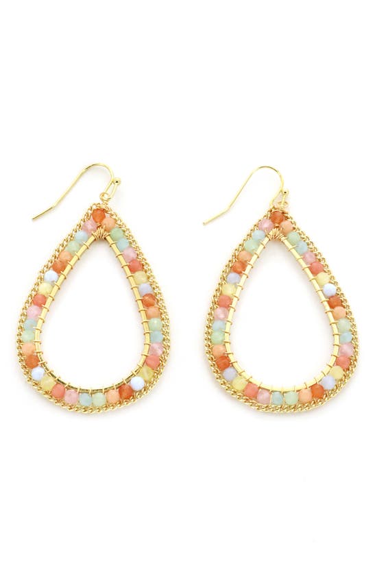 Shop Panacea Crystal Wrap Teardrop Earrings In Peach Multi