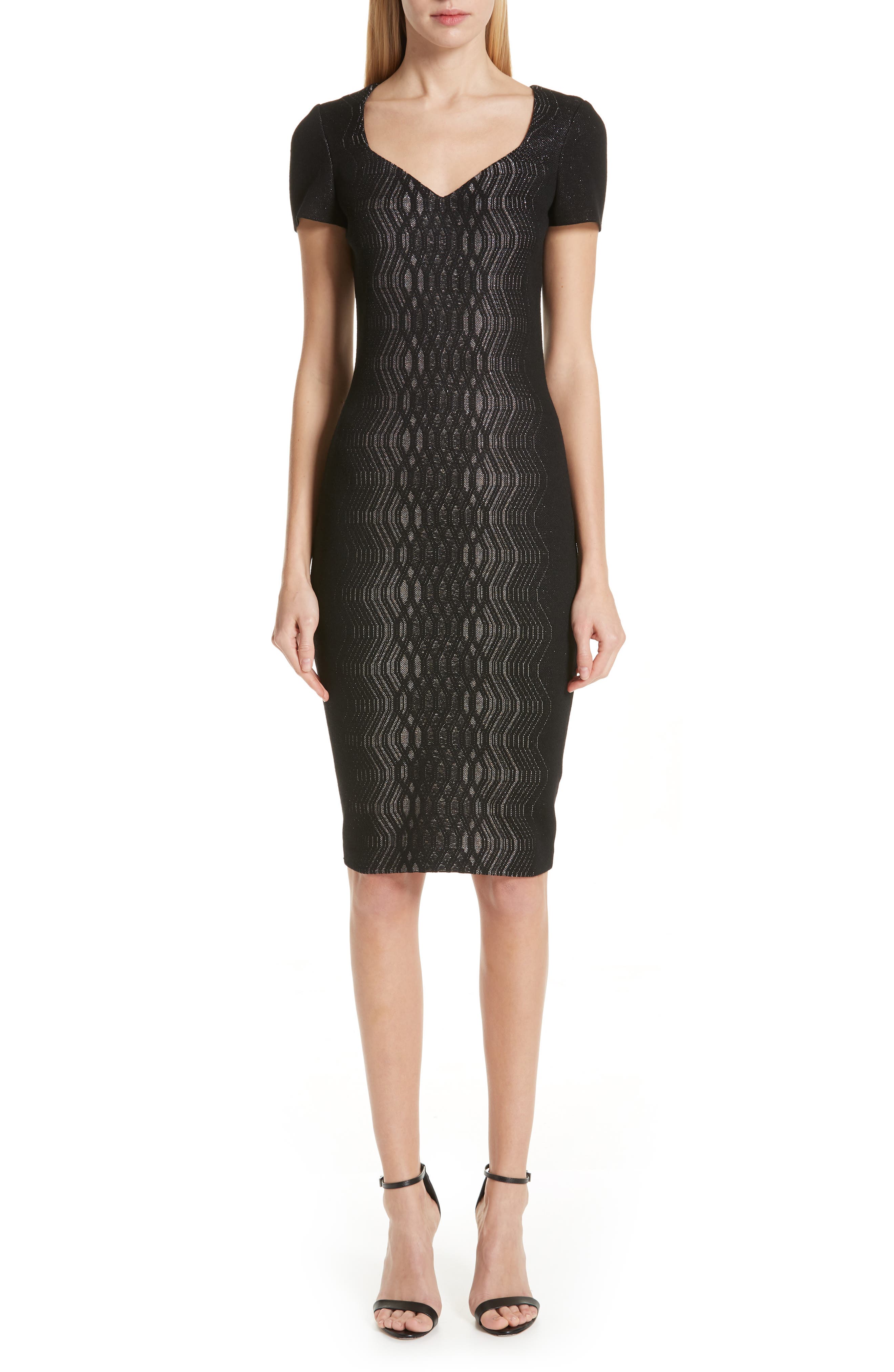 St. John Collection Illusion Jacquard Knit Dress, Black