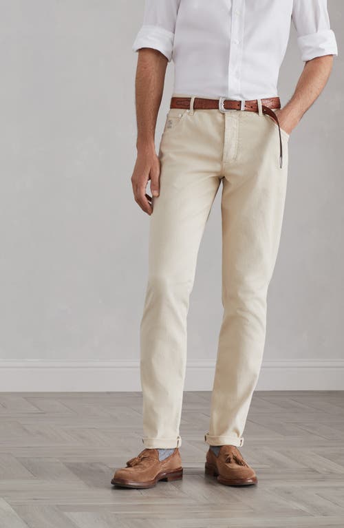 Shop Brunello Cucinelli Garment-dyed Trousers In Beige