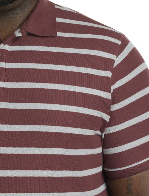 Harbor Bay By Dxl Heather Medium Stripe Polo Shirt In Red Multi